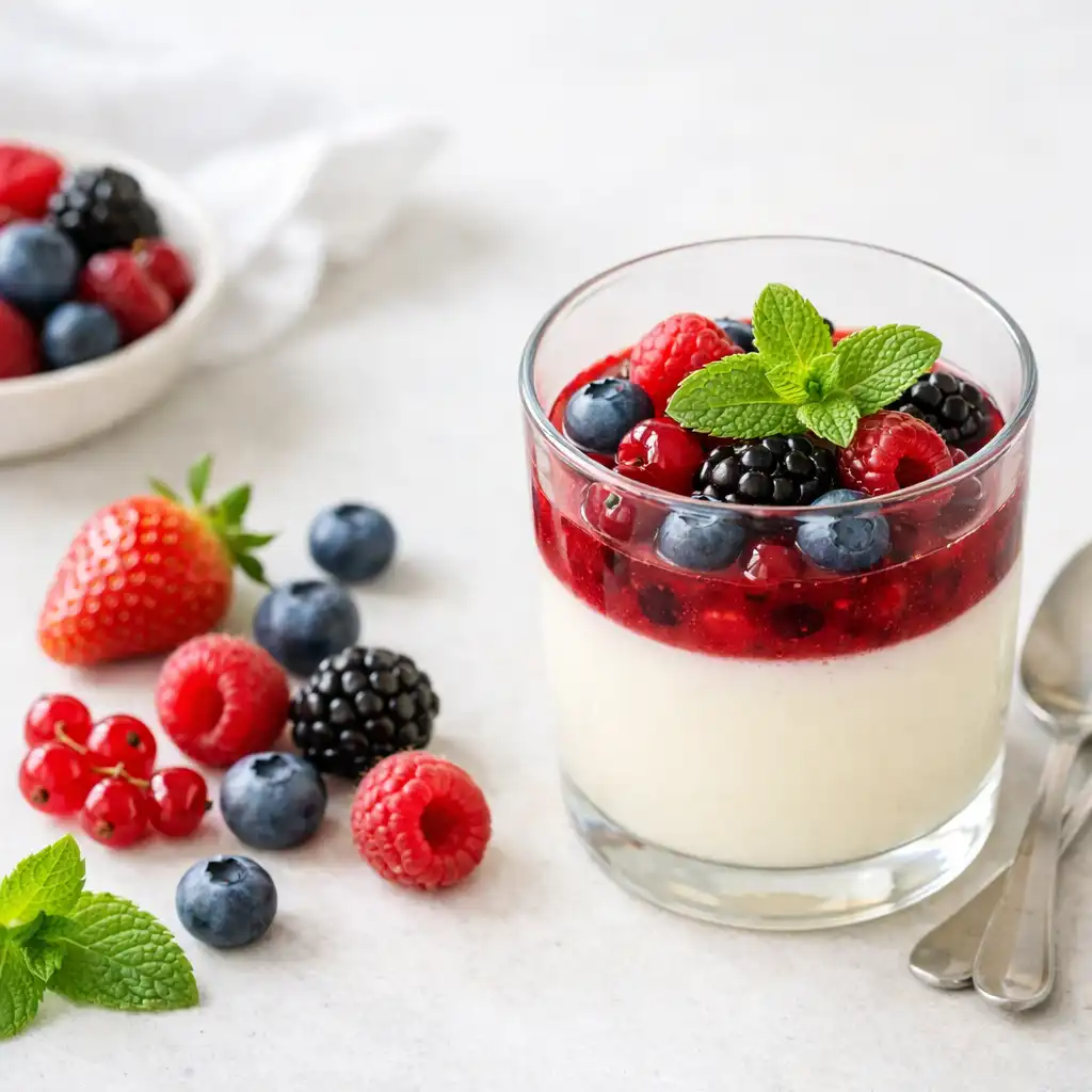 Panna cotta s lesním ovocem
